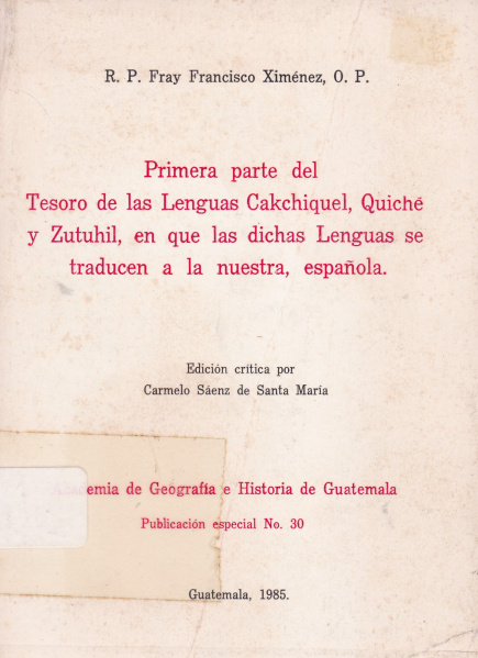 Archivo:Cover Cakchiquel Ximénez.jpg